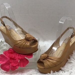 Butter Brand camel peep toe platform sandals